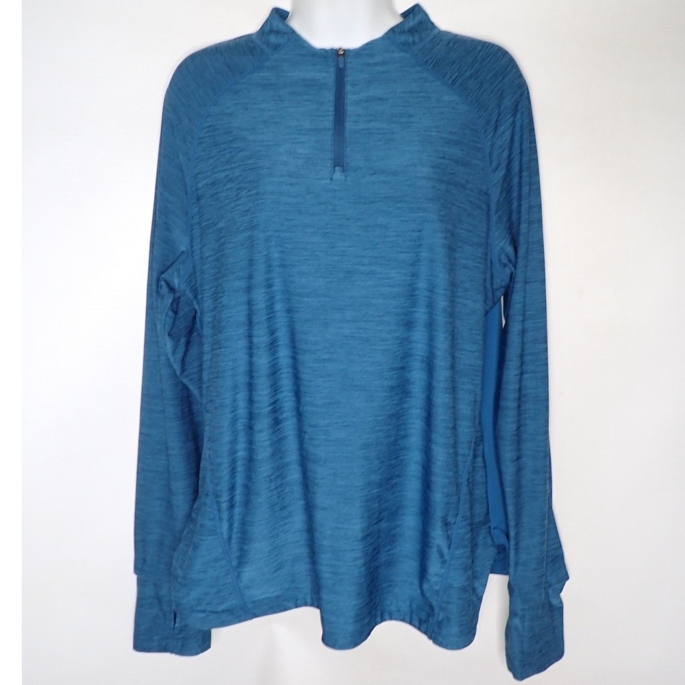 Baleaf Womens Blue Space Dye Quarter Zip UPF 50+ Athletic Pullover Large